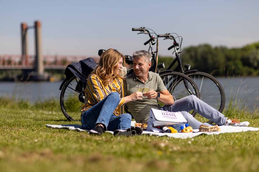 picknicken tijdens fietsen